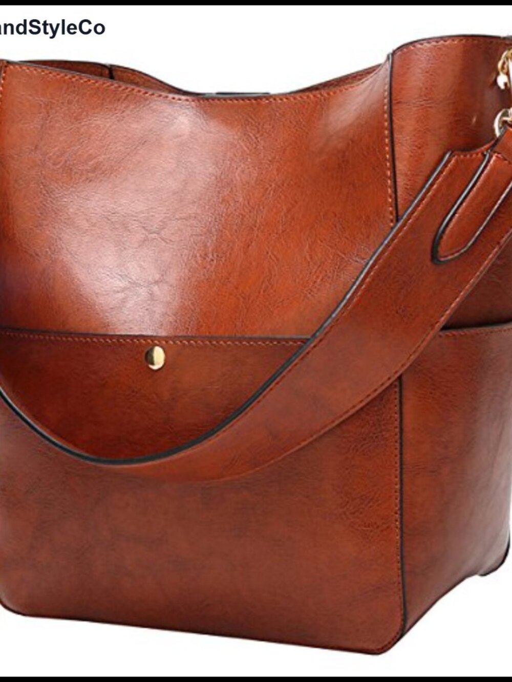 Women's PU Leather Bucket Bag Shoulder Tote Work Satchel Purse
